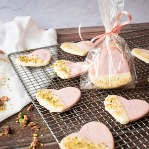 Raspberry and Pistachio Valentine's Day Linzer Cookies